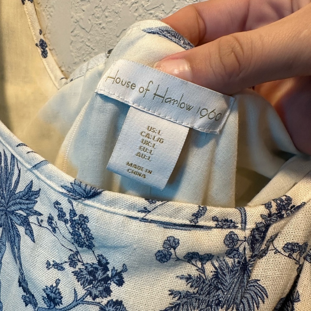 House of Harlow 1960 White and Blue Patterned Midi Dress - Picture 6 of 10